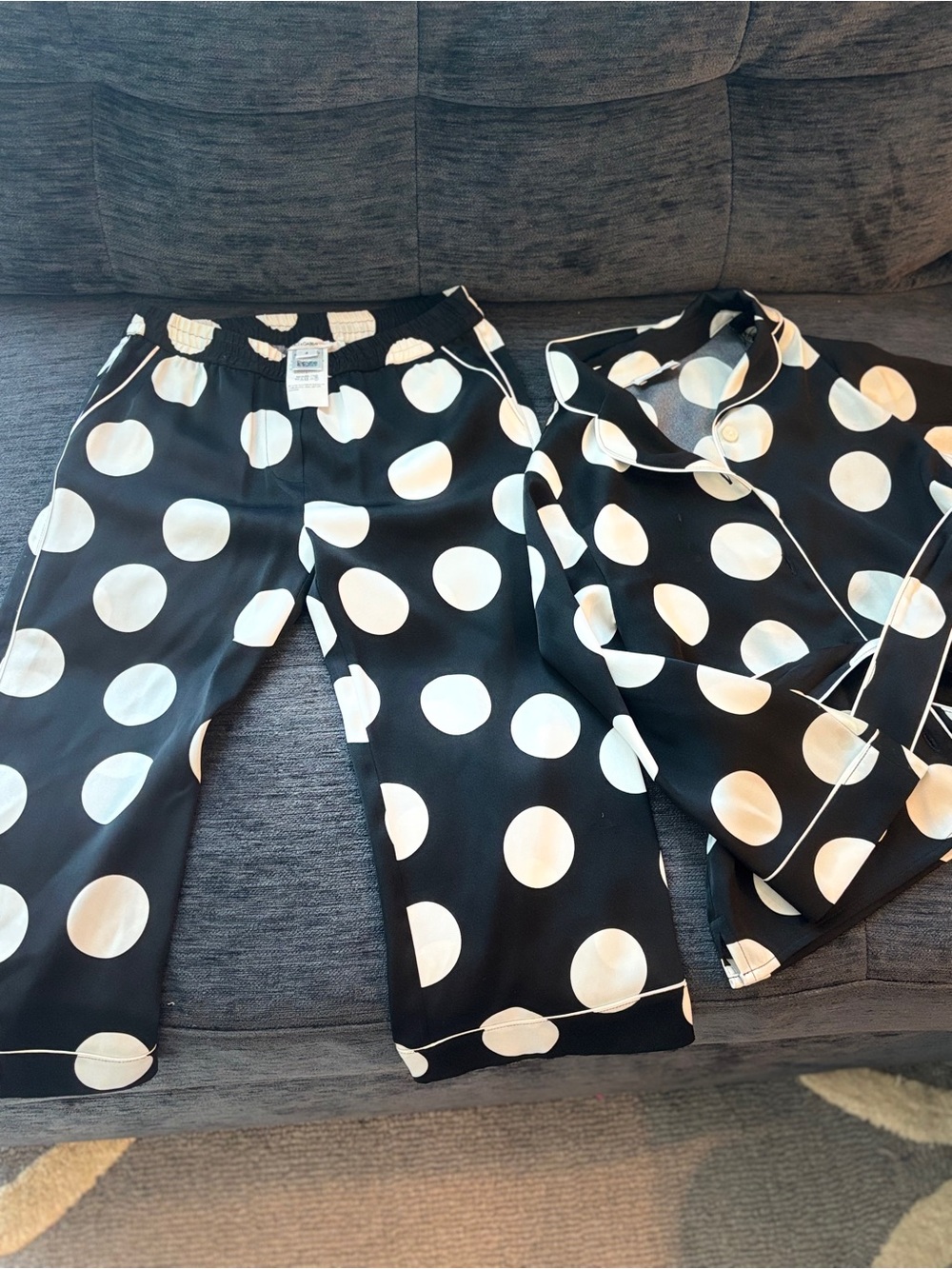 Dolce & Gabbana Black and White Polka Dot Kids Pants 90% silk